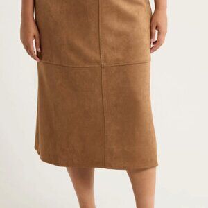 Max Studio A-Line Faux Suede Midi Skirt in Vicuna - Size -  XS - NWT